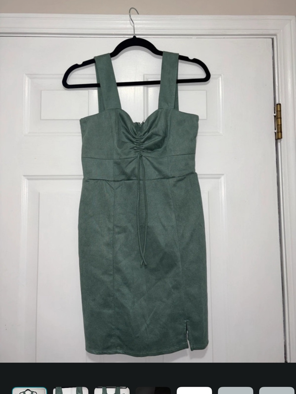 Francesca's Collections Sage Green Ruched Bust Mini Dress